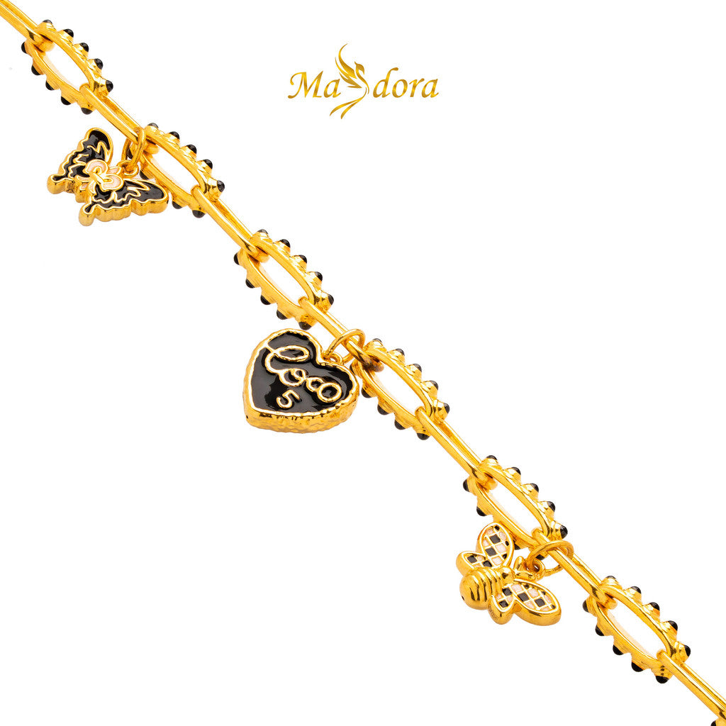 MASDORA 999 Gold Bracelet Rantai Tangan Emas ~ Twee Dangles Edition (EMAS 999/24K)