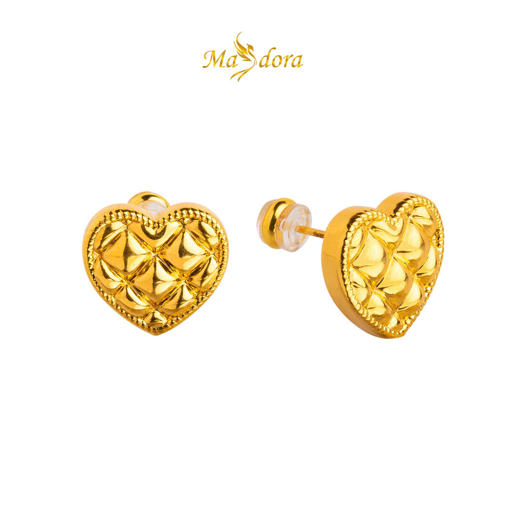 MASDORA 999 Gold Earring Earrings Emas ~ Golden Comfy Heart (EMAS 999/24K)