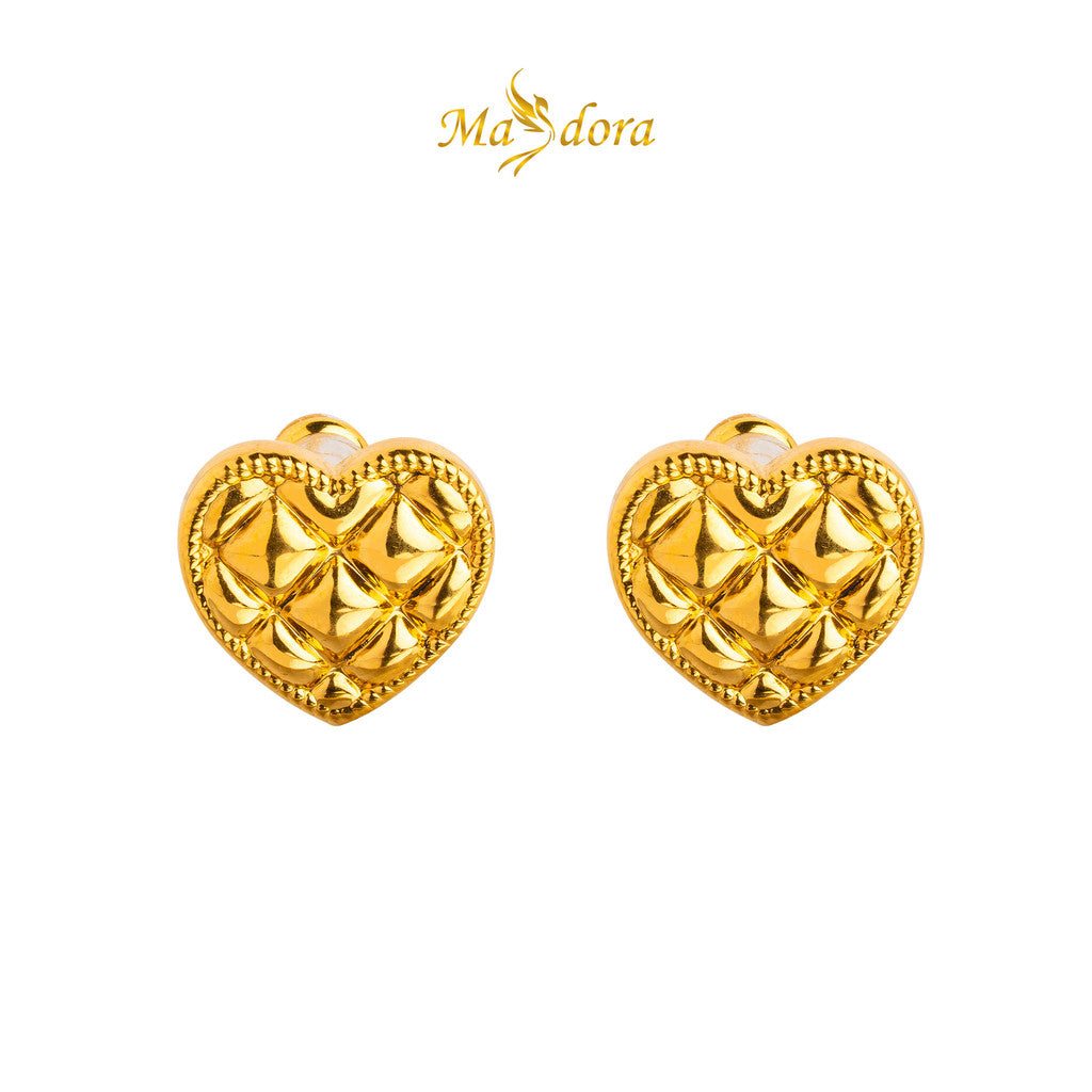 MASDORA 999 Gold Earring Earrings Emas ~ Golden Comfy Heart (EMAS 999/24K)