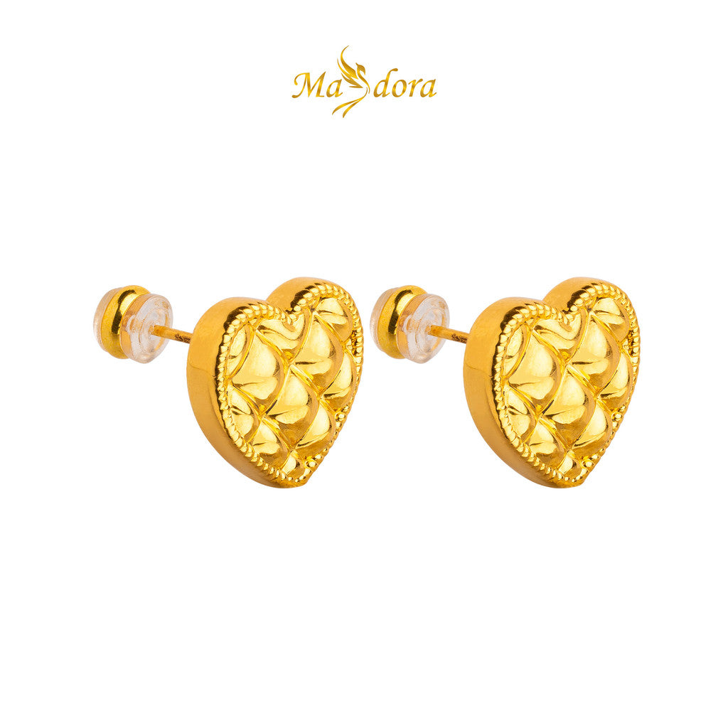 MASDORA 999 Gold Earring Earrings Emas ~ Golden Comfy Heart (EMAS 999/24K)
