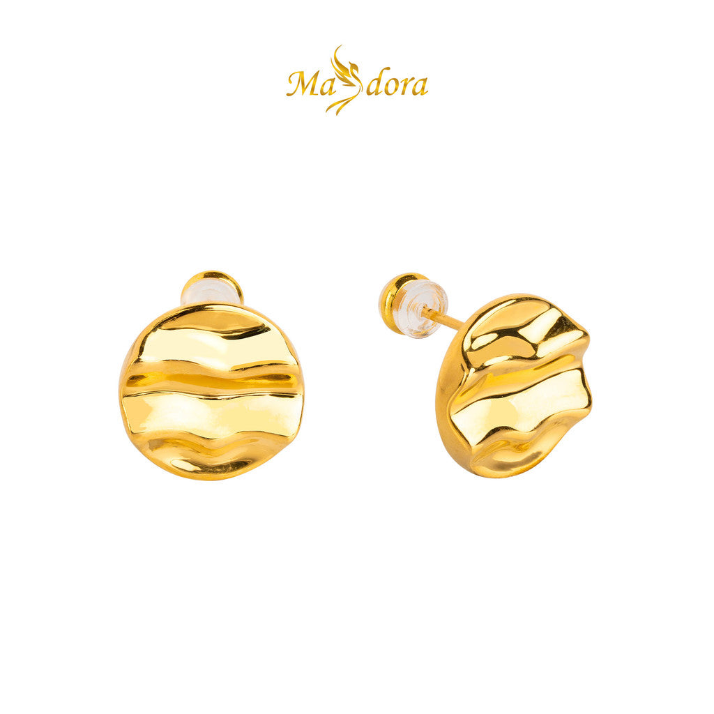 MASDORA 999 Gold Earring Earrings Subang Emas ~ Round Ripple Wave (EMAS 999/24K)