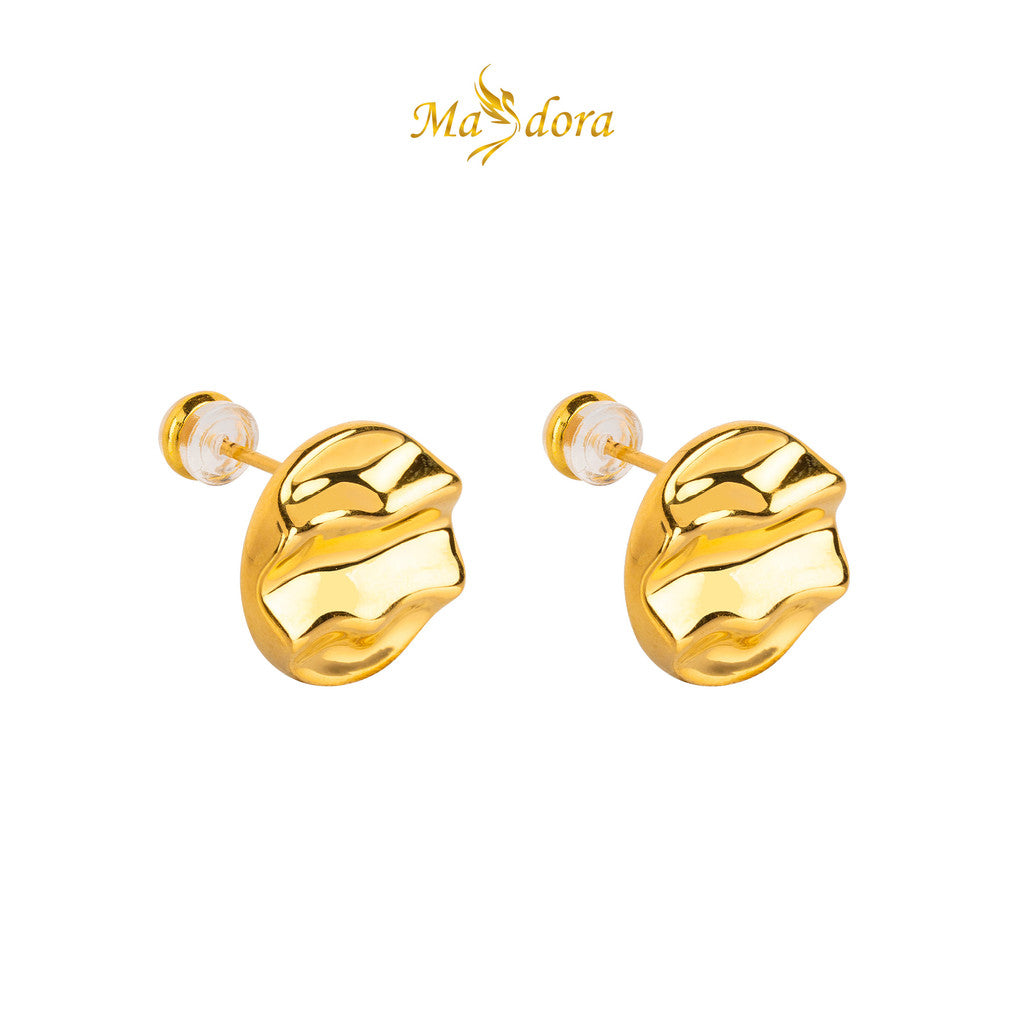 MASDORA 999 Gold Earring Earrings Subang Emas ~ Round Ripple Wave (EMAS 999/24K)