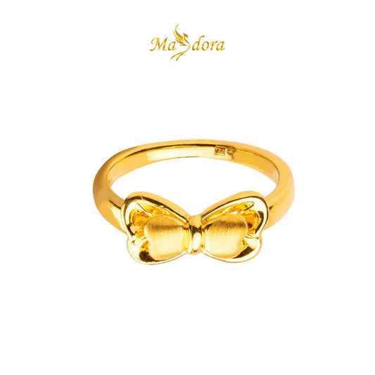 MASDORA 999 Gold Ring Rings Cincin Emas ~ Matte Leafy Ribbon (EMAS 999/24K)