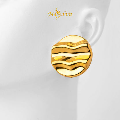 MASDORA 999 Gold Earring Earrings Subang Emas ~ Round Ripple Wave (EMAS 999/24K)