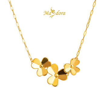 MASDORA 999 Gold Necklace Rantai Leher Emas ~ Matte Triple Trifoglio (EMAS 999/24K)