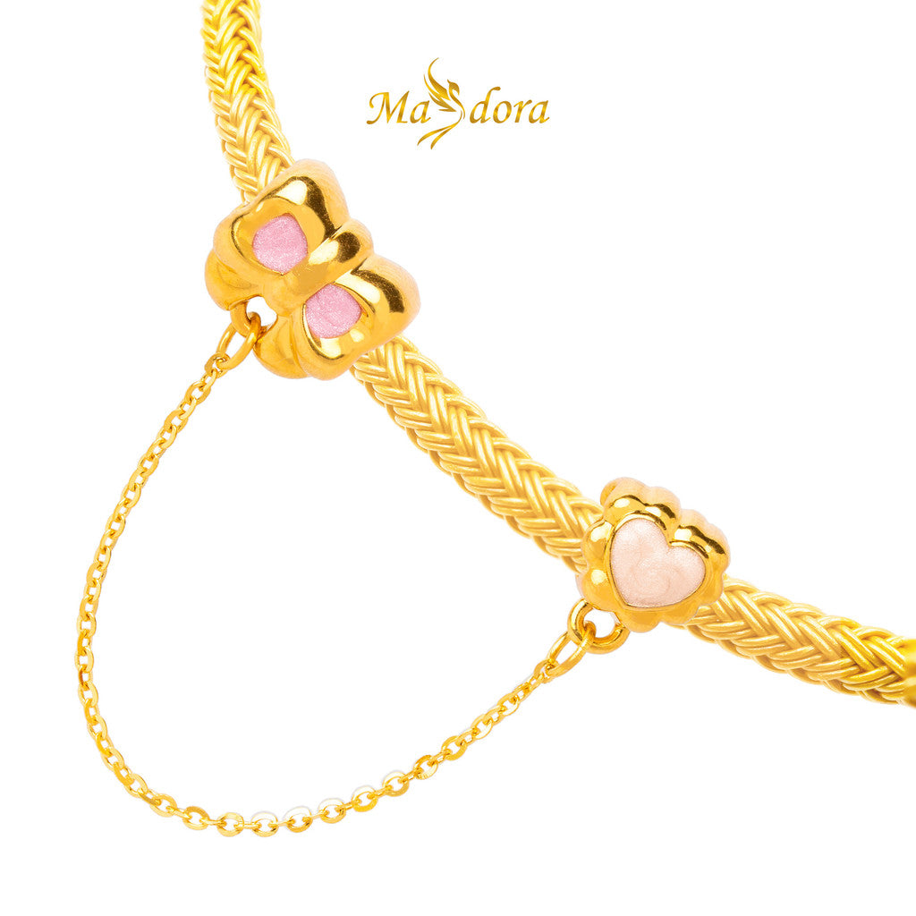 MASDORA 999 Gold Beads Bead Emas ~ HG Ribbon Safety Chain (EMAS 999/24K)