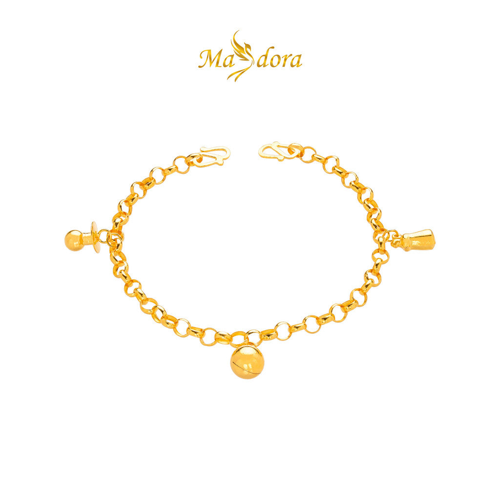 MASDORA 916 Gold Anklet Rantai Kaki Gelang Kaki Emas ~ Cutie Baby Anklet (EMAS 916/22K)