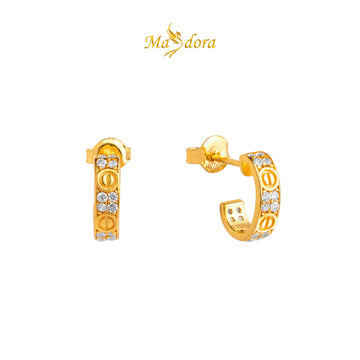 MASDORA 916 Gold Earrings Earring Subang Emas ~ Sparkling Screw Mark Pave (EMAS 916/22K)