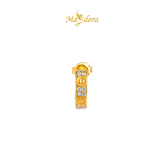MASDORA 916 Gold Earrings Earring Subang Emas ~ Sparkling Screw Mark Pave (EMAS 916/22K)