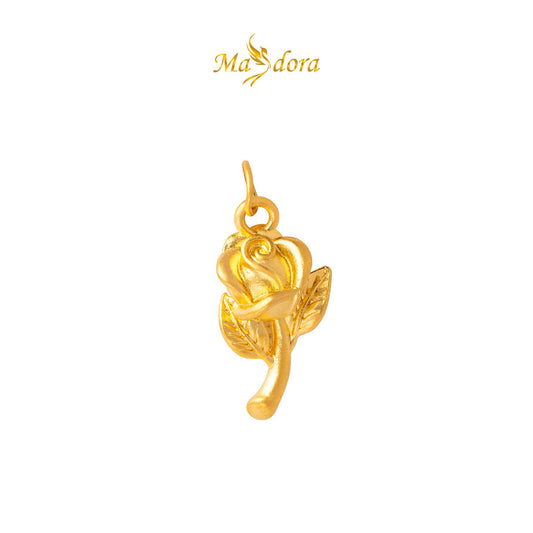MASDORA 999 Gold Pendant Loket Emas ~ 3D Vast Rose (EMAS 999/24K) -- FREE 925 SILVER NECKLACE!
