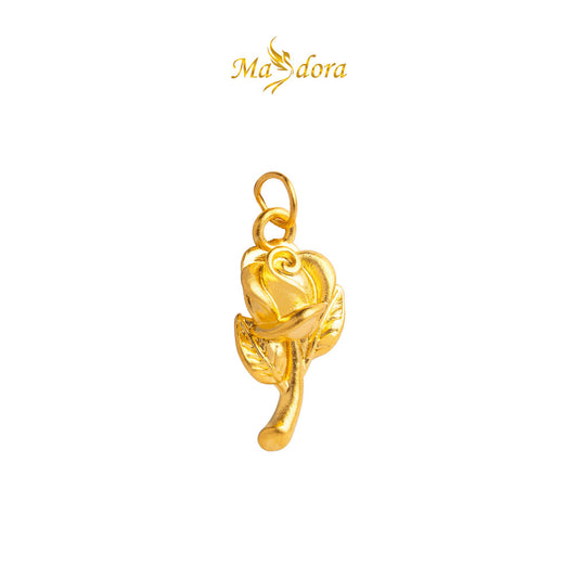 MASDORA 999 Gold Pendant Loket Emas ~ 3D Vast Rose (EMAS 999/24K) -- FREE 925 SILVER NECKLACE!