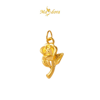 MASDORA 999 Gold Pendant Loket Emas ~ 3D Vast Rose (EMAS 999/24K) -- FREE 925 SILVER NECKLACE!