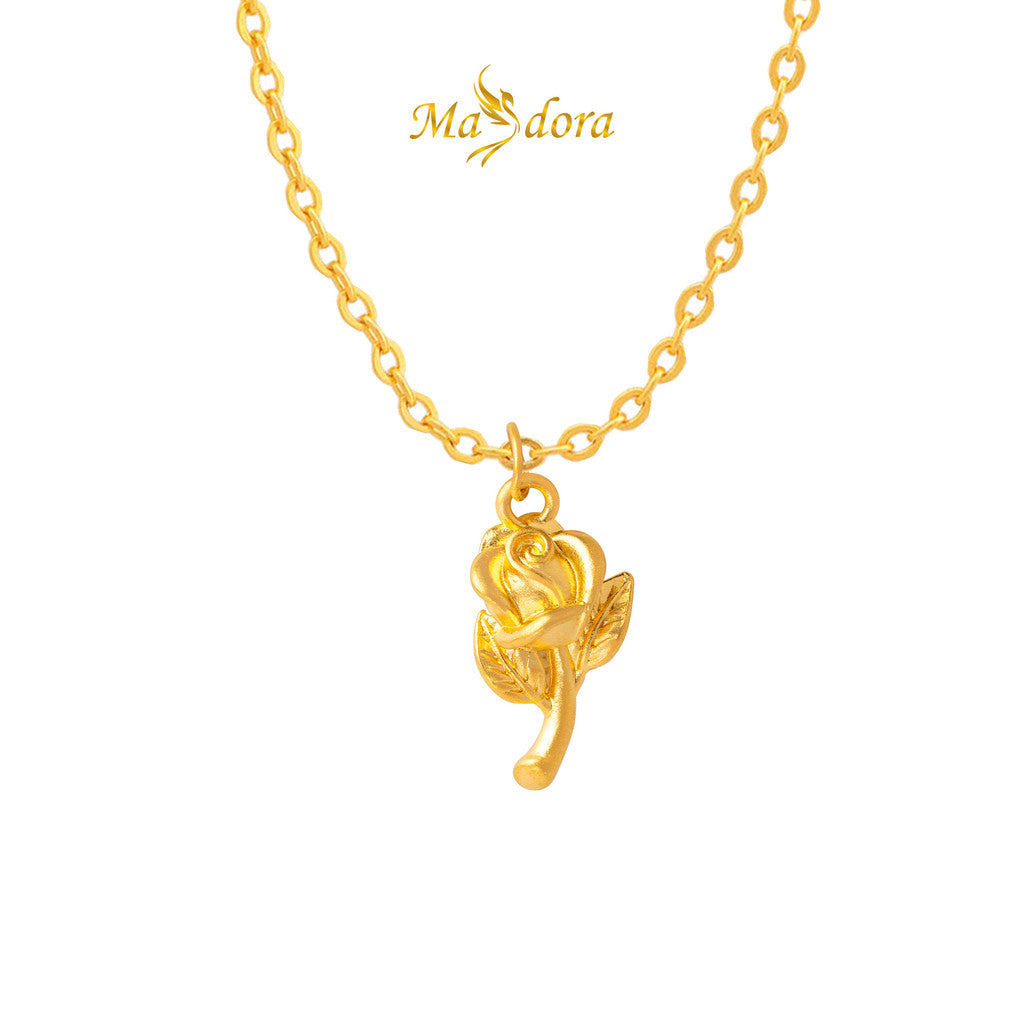 MASDORA 999 Gold Pendant Loket Emas ~ 3D Vast Rose (EMAS 999/24K) -- FREE 925 SILVER NECKLACE!