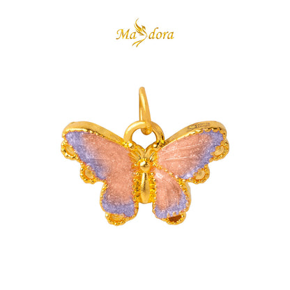 MASDORA 999 Gold Pendant Loket Emas ~ Elegante Violet Butterfly (EMAS 999/24K) -- FREE 925 SILVER NECKLACE!