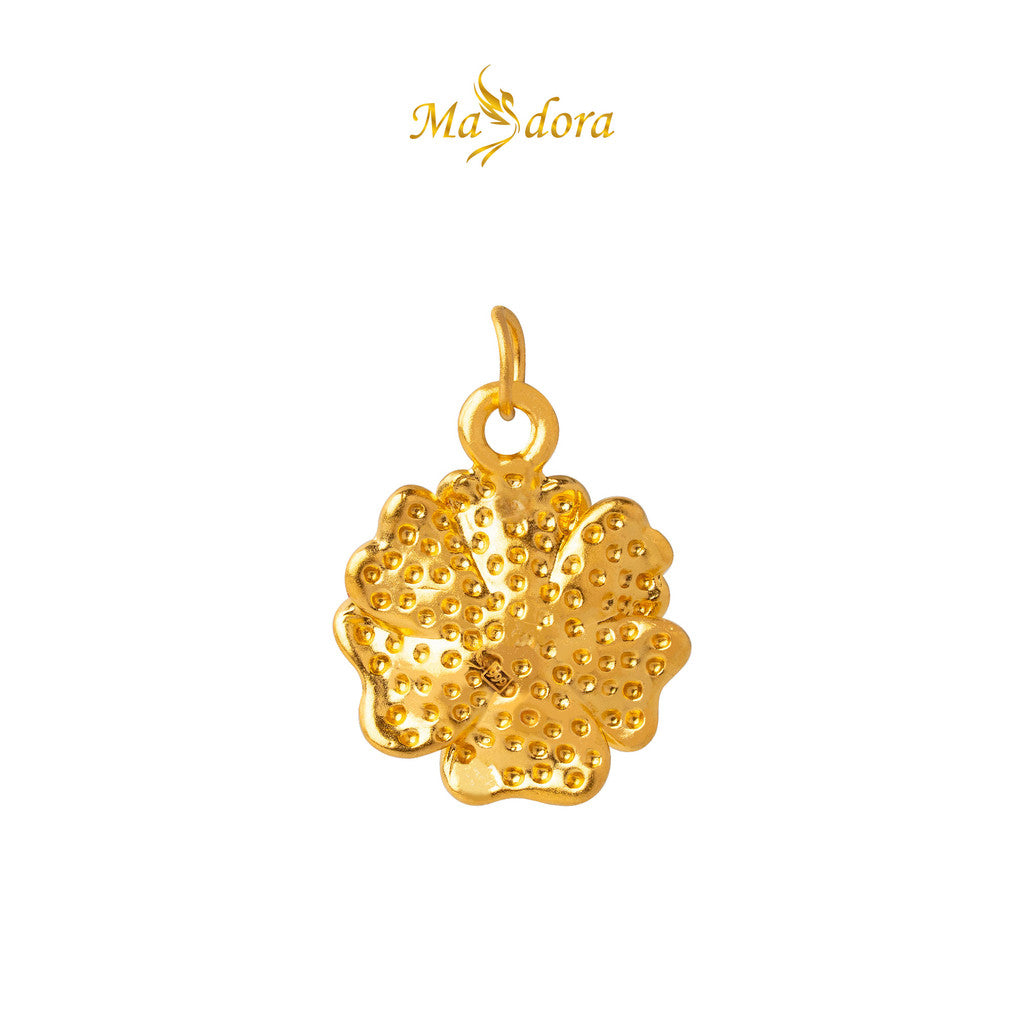 MASDORA 999 Gold Pendant Loket Emas ~ Golden Ruffled Rose (EMAS 999/24K) -- FREE 925 SILVER NECKLACE!