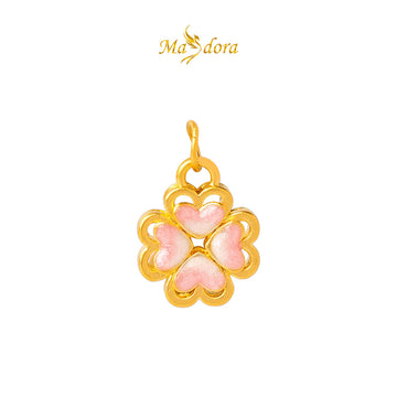 MASDORA 999 Gold Pendant Loket Emas ~ Lovely Clover (Pink) (EMAS 999/24K) -- FREE 925 SILVER NECKLACE!