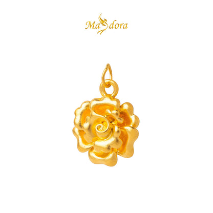 MASDORA 999 Gold Pendant Loket Emas ~ Golden Ruffled Rose (EMAS 999/24K) -- FREE 925 SILVER NECKLACE!