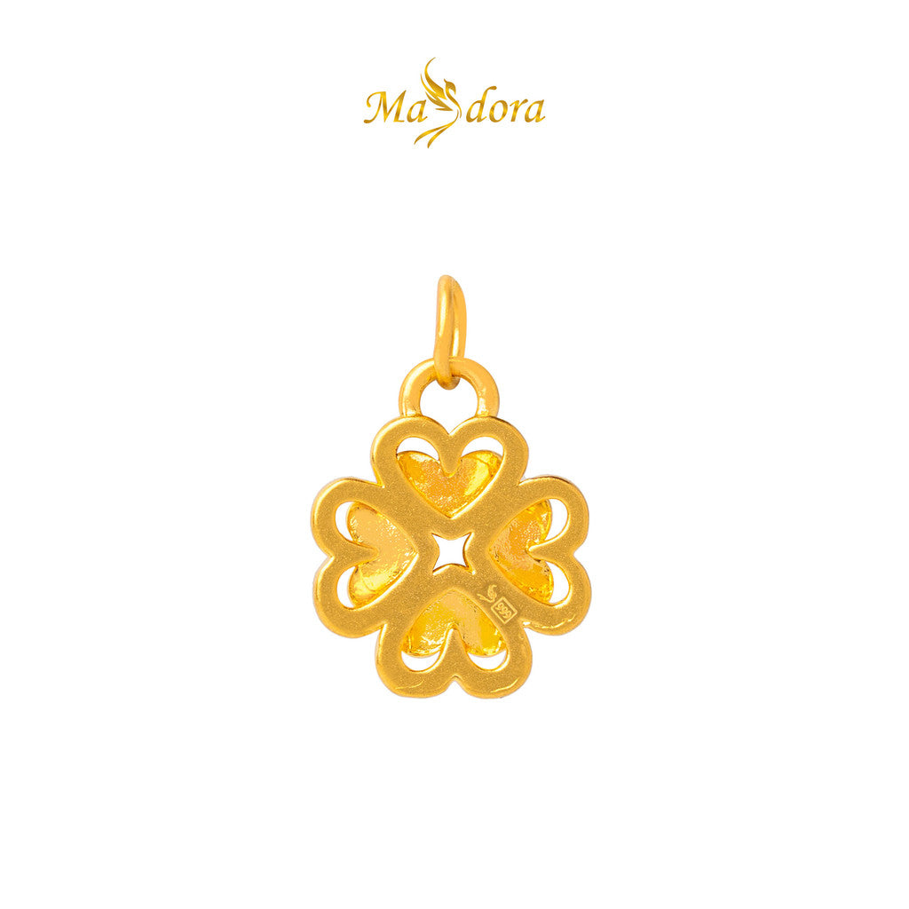 MASDORA 999 Gold Pendant Loket Emas ~ Lovely Clover (Pink) (EMAS 999/24K) -- FREE 925 SILVER NECKLACE!