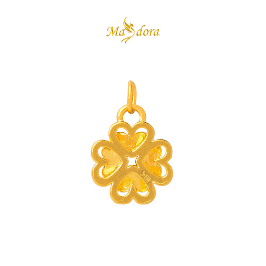 MASDORA 999 Gold Pendant Loket Emas ~ Lovely Clover (Pink) (EMAS 999/24K) -- FREE 925 SILVER NECKLACE!