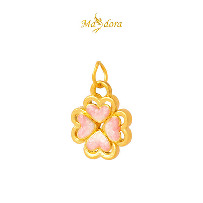MASDORA 999 Gold Pendant Loket Emas ~ Lovely Clover (Pink) (EMAS 999/24K) -- FREE 925 SILVER NECKLACE!