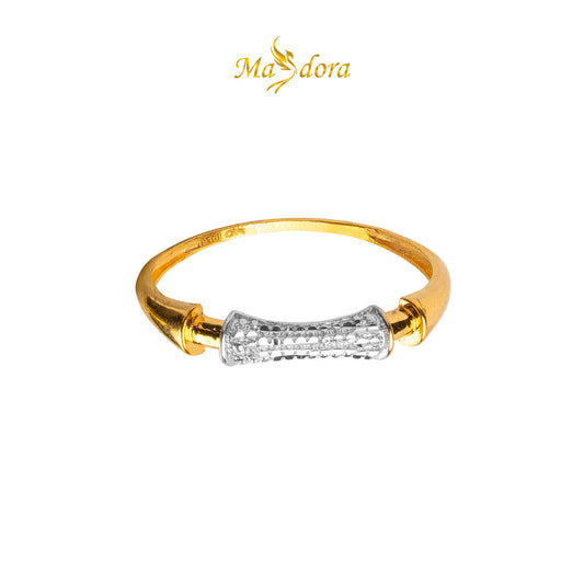 MASDORA 916 Gold Ring Rings Cincin Emas ~ Duotone Tube Diamond Cut (EMAS 916/22K)