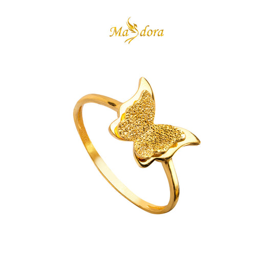 MASDORA 916 Gold Ring Rings Cincin Emas ~ Glitz Double Butterfly (EMAS 916/22K)