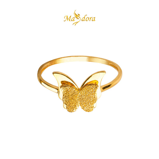 MASDORA 916 Gold Ring Rings Cincin Emas ~ Glitz Double Butterfly (EMAS 916/22K)