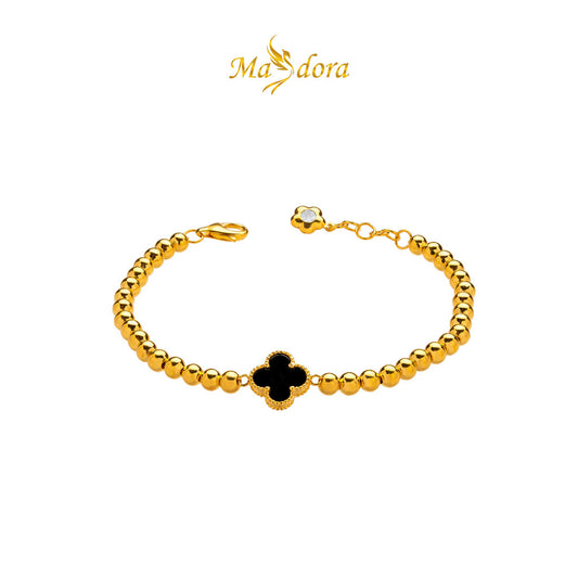 MASDORA 916 Gold Bracelet Rantai Tangan Emas ~ Clover Boba (Black) (EMAS 916/22K)
