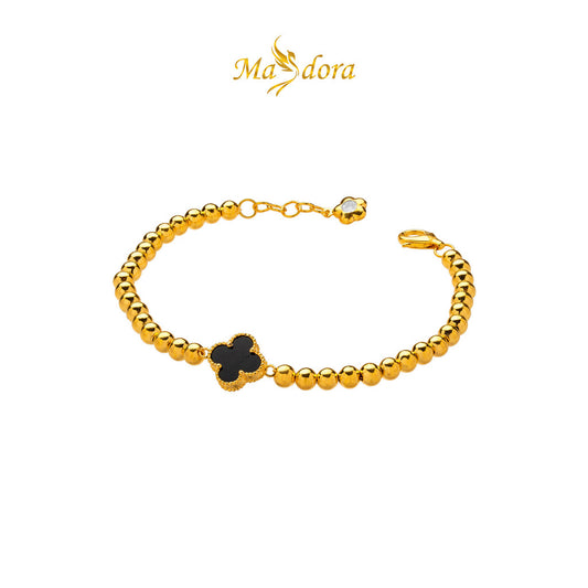 MASDORA 916 Gold Bracelet Rantai Tangan Emas ~ Clover Boba (Black) (EMAS 916/22K)