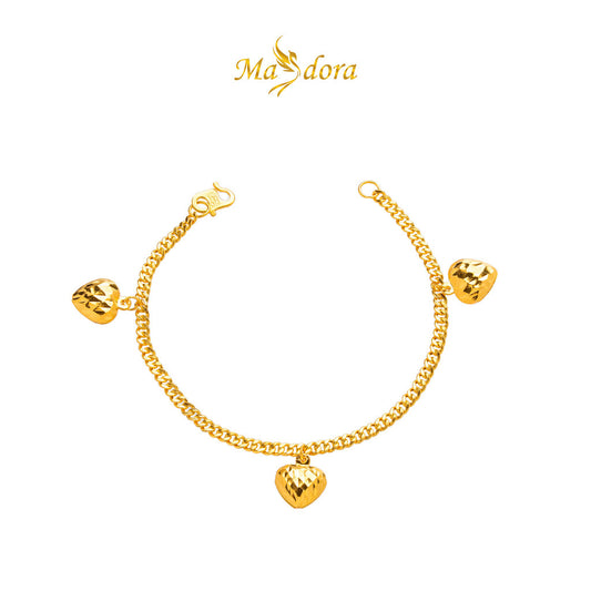 MASDORA 916 Gold Bracelet Rantai Tangan Emas ~ Gajah Chain (3L) (EMAS 916/22K)