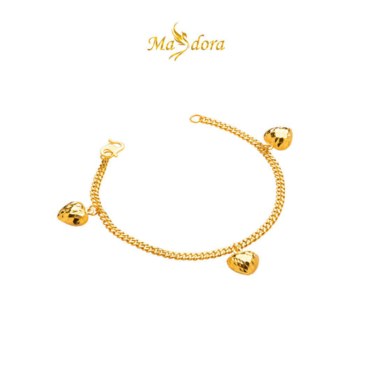 MASDORA 916 Gold Bracelet Rantai Tangan Emas ~ Gajah Chain (3L) (EMAS 916/22K)