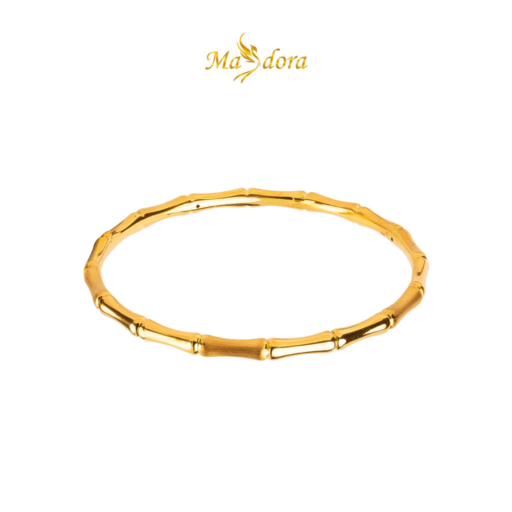 MASDORA 999 Gold Bangle Gelang Tangan Emas ~ Round Matte Bamboo (EMAS 999/24K)