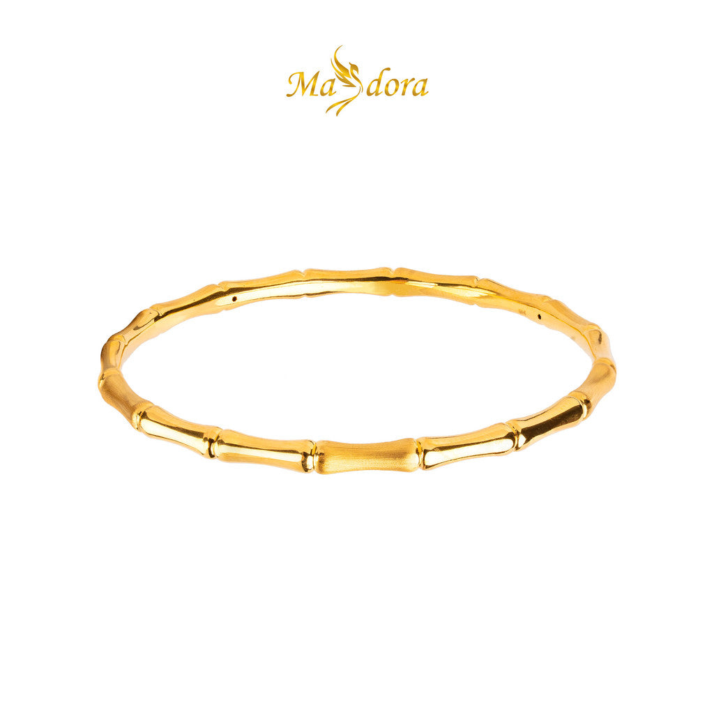 MASDORA 999 Gold Bangle Gelang Tangan Emas ~ Round Matte Bamboo (EMAS 999/24K)