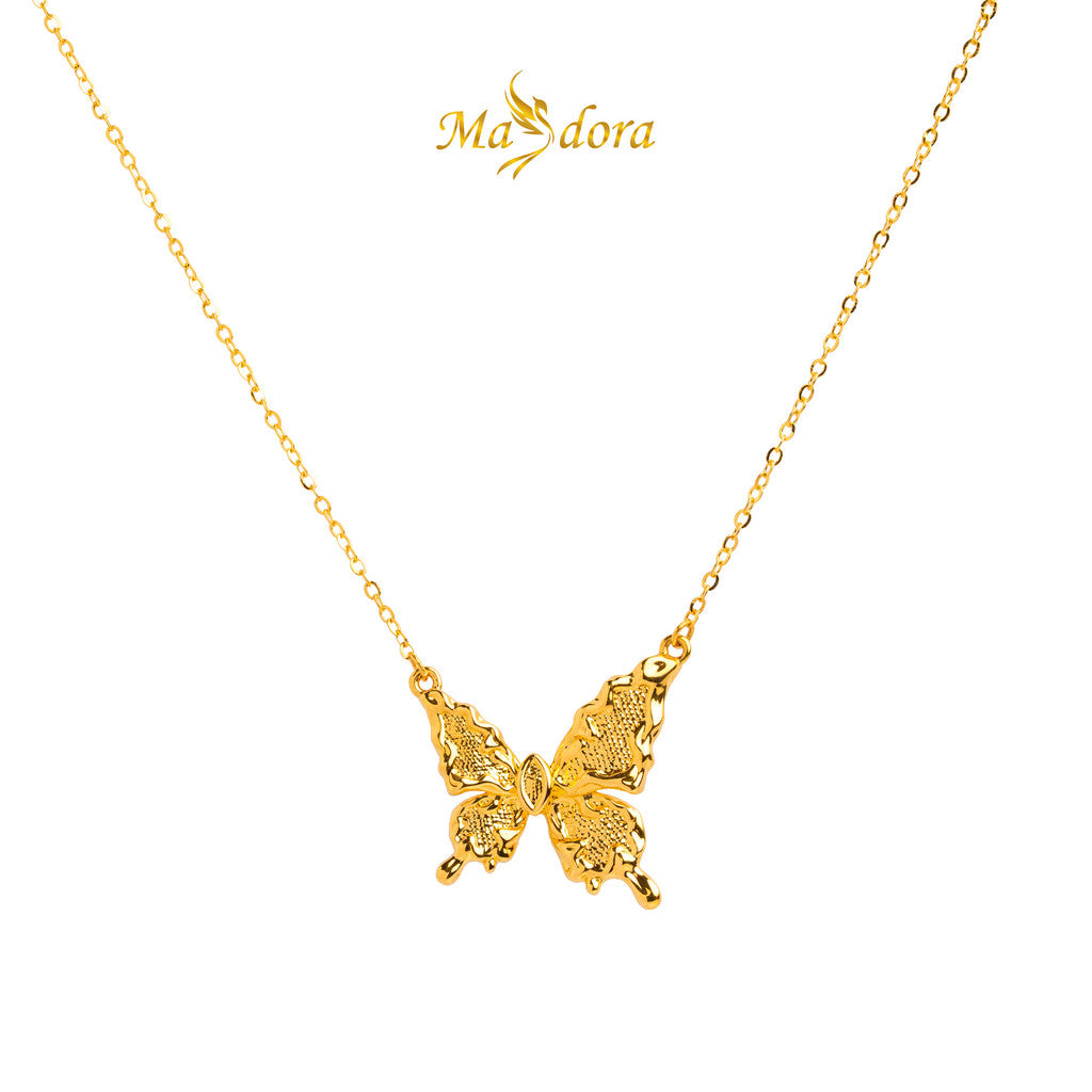 MASDORA 999 Gold Necklace Rantai Leher Emas ~ Elegance Enormous Butterfly (EMAS 999/24K)