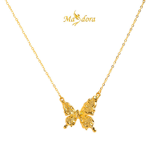 MASDORA 999 Gold Necklace Rantai Leher Emas ~ Elegance Enormous Butterfly (EMAS 999/24K)