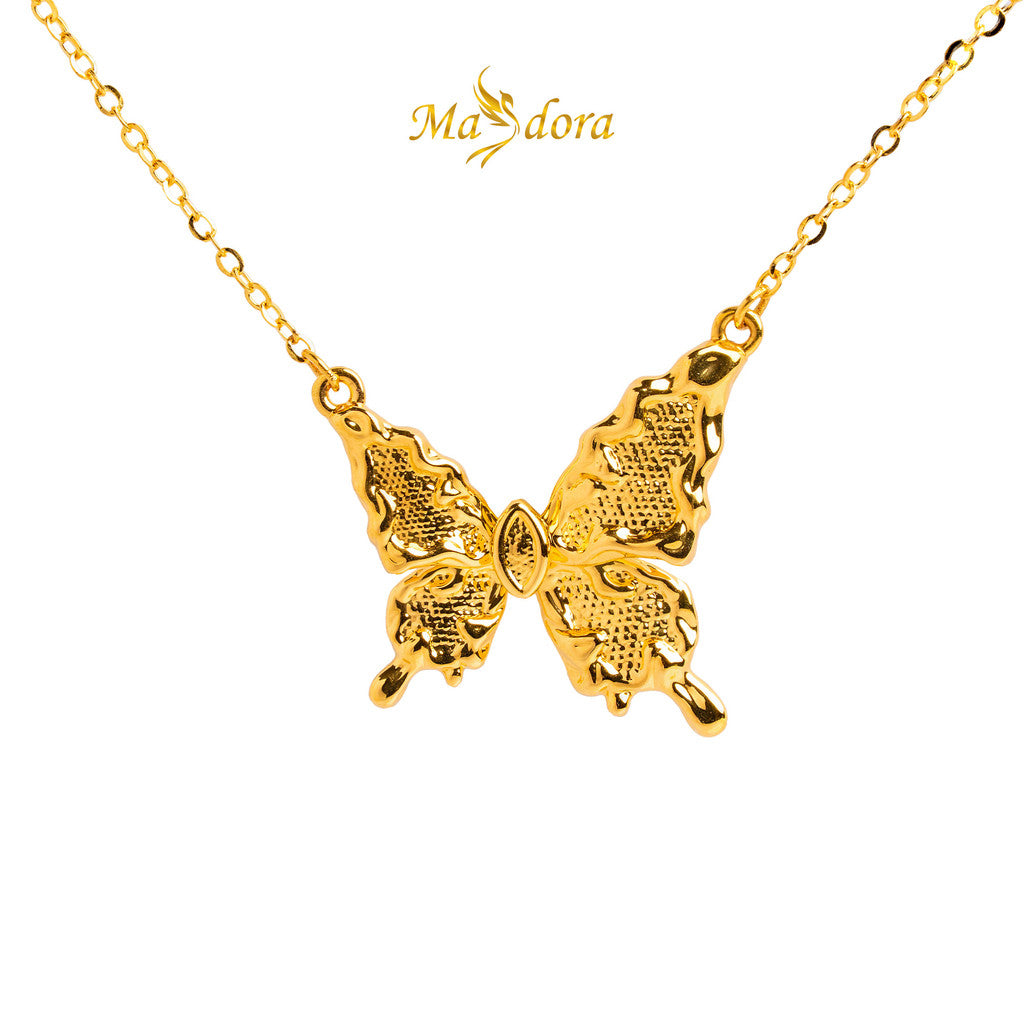 MASDORA 999 Gold Necklace Rantai Leher Emas ~ Elegance Enormous Butterfly (EMAS 999/24K)