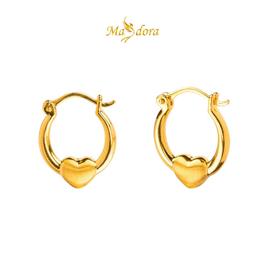 MASDORA 999 Gold Earrings Earring Subang Emas ~ Golden Love Harp  (EMAS 999/24K)