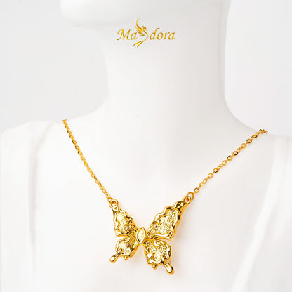 MASDORA 999 Gold Necklace Rantai Leher Emas ~ Elegance Enormous Butterfly (EMAS 999/24K)