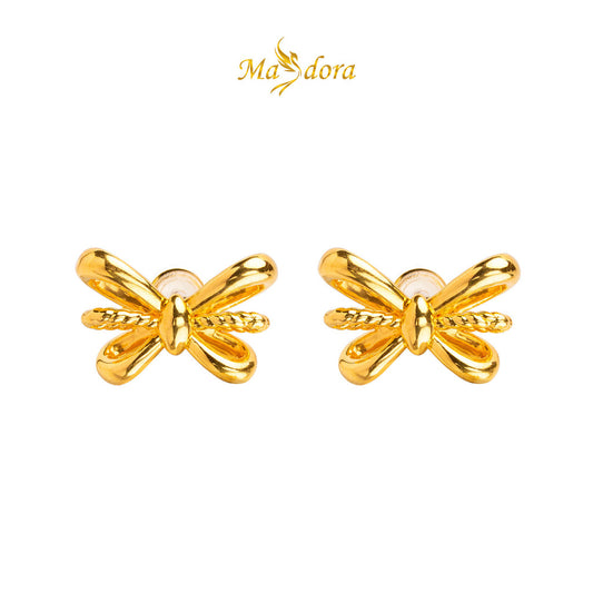 MASDORA 999 Gold Earrings Earring Subang Emas ~ Golden Wide Ribbon (EMAS 999/24K)