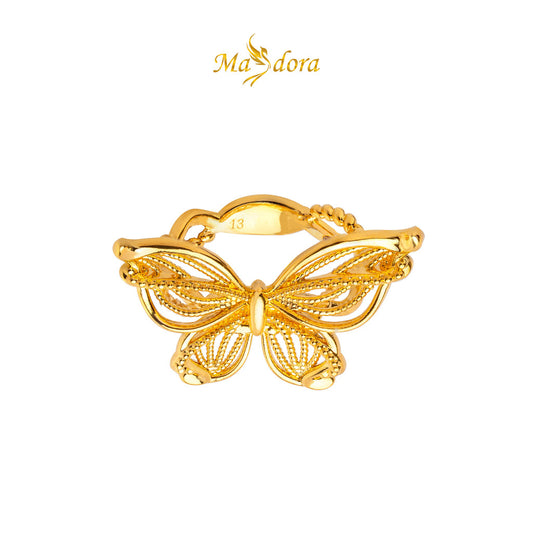 MASDORA 999 Gold Ring Rings Cincin Emas ~Enormous Fable Butterfly (EMAS 999/24K)