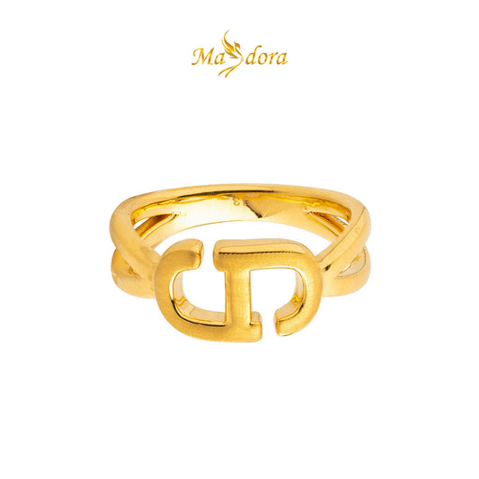 MASDORA 999 Gold Ring Rings Cincin Emas ~ Matte D Crossed (EMAS 999/24K)