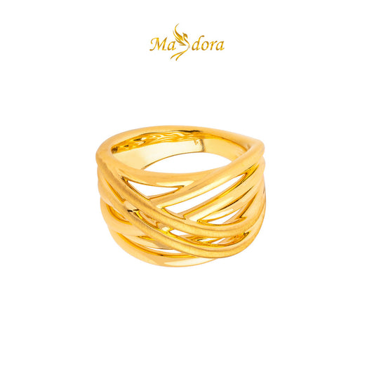 MASDORA 999 Gold Ring Rings Cincin Emas ~ Golden Fancy Matte (EMAS 999/24K)