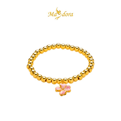 MASDORA 999 Gold Bracelet Rantai Tangan Emas ~ Stretchable Acutifolia (Pink) (EMAS 999/24K)