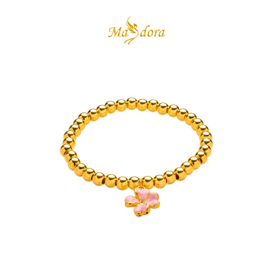 MASDORA 999 Gold Bracelet Rantai Tangan Emas ~ Stretchable Acutifolia (Pink) (EMAS 999/24K)