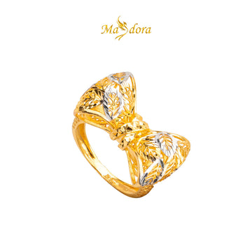 MASDORA 916 Gold Ring Rings Cincin Emas ~ Duotone Leafy Ribbonella (EMAS 916/22K)