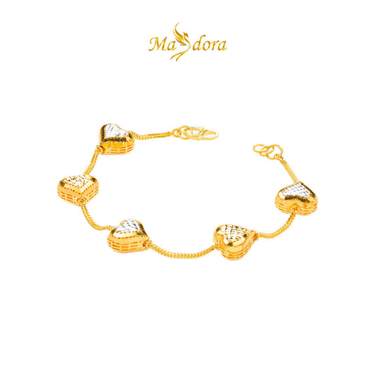 MASDORA 916 Gold Bracelet Rantai Tangan Emas ~ Duotone Unity Love Cutting (EMAS 916/22K)