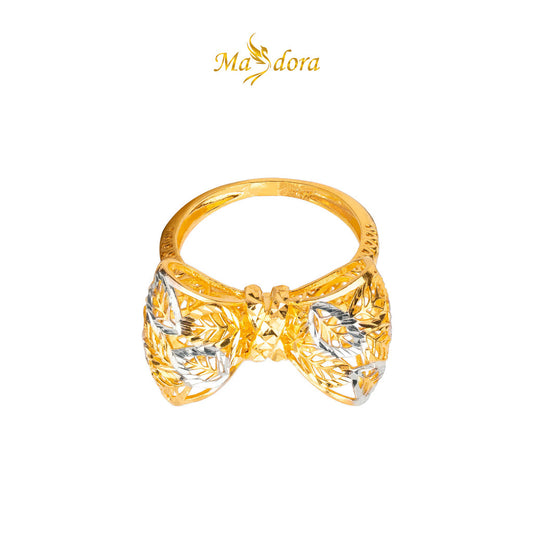 MASDORA 916 Gold Ring Rings Cincin Emas ~ Duotone Leafy Ribbonella (EMAS 916/22K)