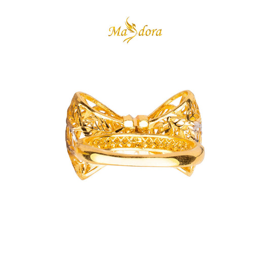 MASDORA 916 Gold Ring Rings Cincin Emas ~ Duotone Leafy Ribbonella (EMAS 916/22K)