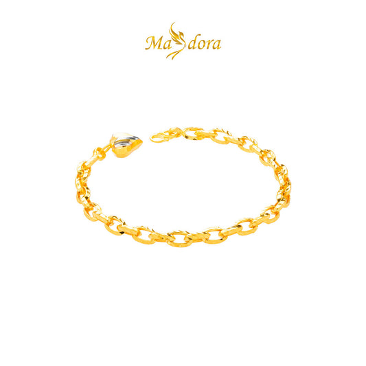 MASDORA 916 Gold Bracelet Rantai Tangan Emas ~ Duotone Luxe Linear Cutting (EMAS 916/22K)