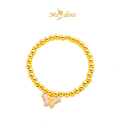 MASDORA 999 Gold Bracelet Rantai Tangan Emas ~ Stretchable Violet Butterfly Boba (EMAS 999/24K)